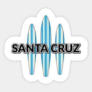 Santa Cruz Logo Pack Sticker California with Three Surf Boards Blue Lite Sticker